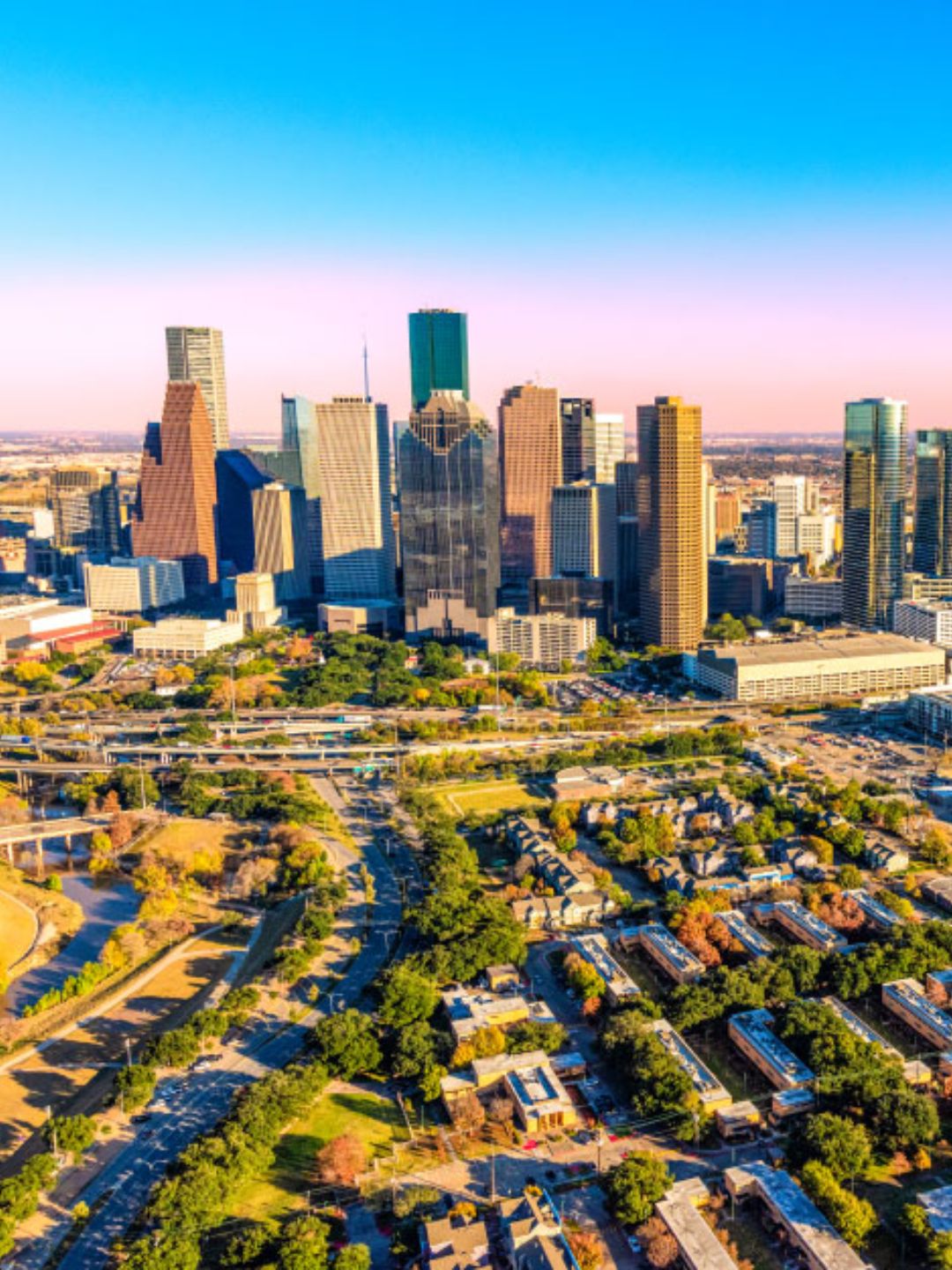 Houston downtown desde el Buffalo Bayou